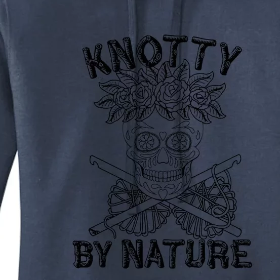 Knotty By Nature Funny Skeleton Knitting Crocheting Lover Cute Gift Women's Pullover Hoodie