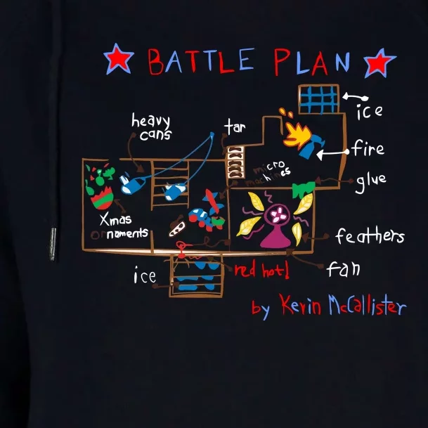 Kevin's Battle Plan When Home Alone Womens Funnel Neck Pullover Hood