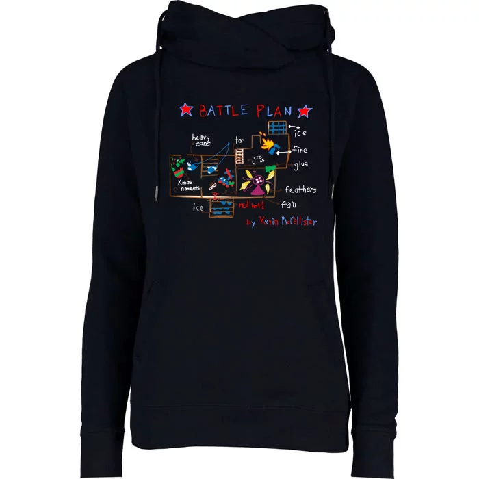 Kevin's Battle Plan When Home Alone Womens Funnel Neck Pullover Hood