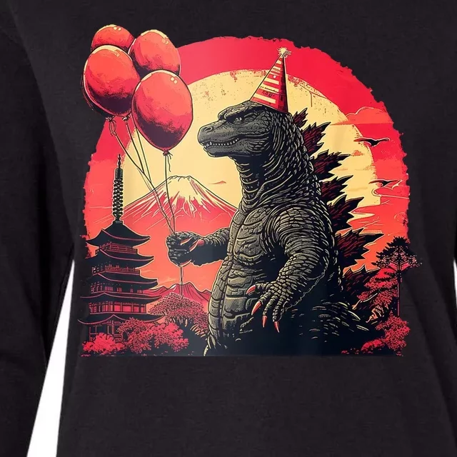 Kaiju Birthday Party Japan Monster Dinosaur Womens Cotton Relaxed Long Sleeve T-Shirt