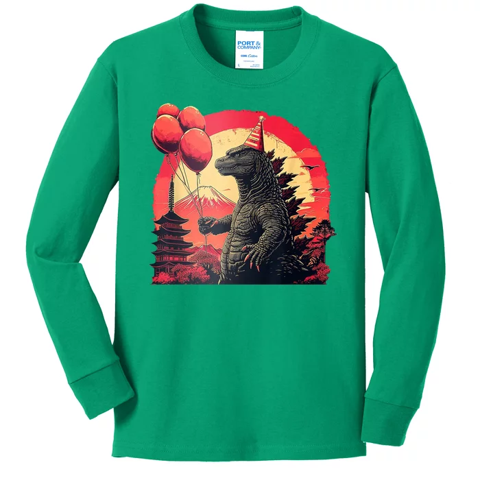 Kaiju Birthday Party Japan Monster Dinosaur Kids Long Sleeve Shirt