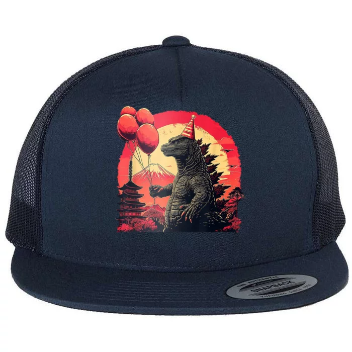 Kaiju Birthday Party Japan Monster Dinosaur Flat Bill Trucker Hat