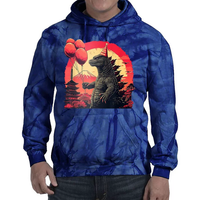 Kaiju Birthday Party Japan Monster Dinosaur Tie Dye Hoodie