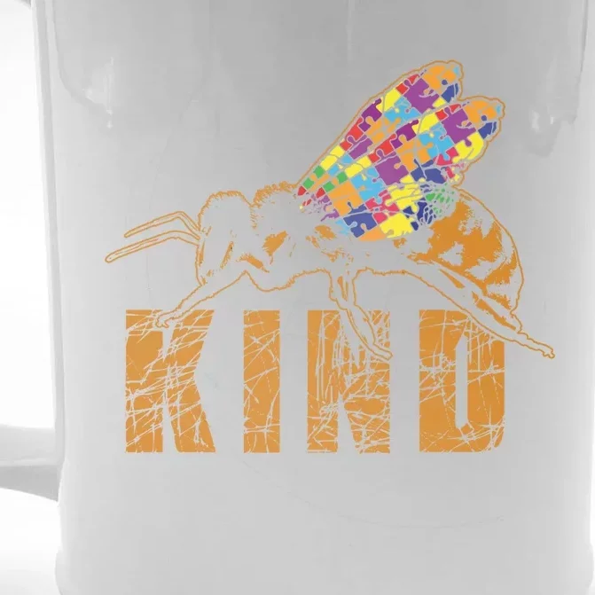 Kindness Bee Puzzle April Blue Special Kind Autism Awareness Gift Front & Back Beer Stein