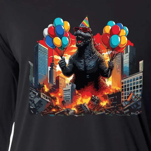 Kaiju Birthday Party Japanese Art Lovers Monster Movie Gifts Cooling Performance Long Sleeve Crew