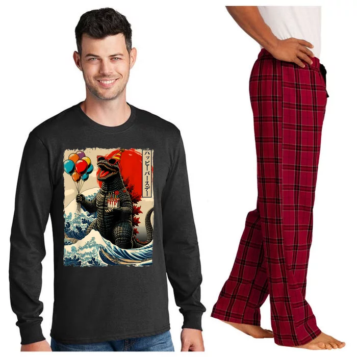 Kaiju Birthday Party Japanese Art Lovers Monster Movie Gifts Long Sleeve Pajama Set