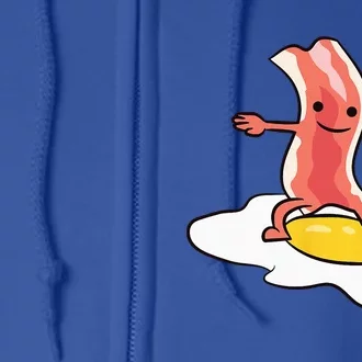 Kawaii Bacon Surfing On Fried Egg Breakfast Egg And Bacon Full Zip Hoodie