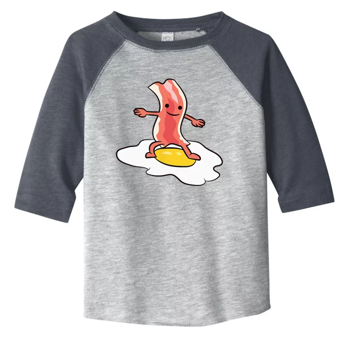 Kawaii Bacon Surfing On Fried Egg Breakfast Egg And Bacon Toddler Fine Jersey T-Shirt