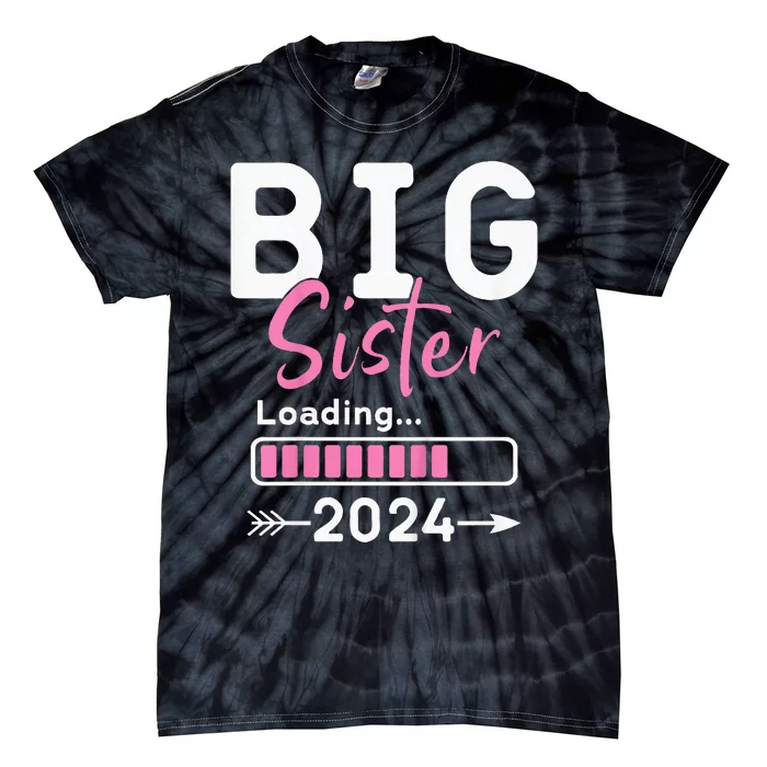 Kids Big Sister Loading 2024 Promoted To Big Sister 2024 Tie-Dye T-Shirt