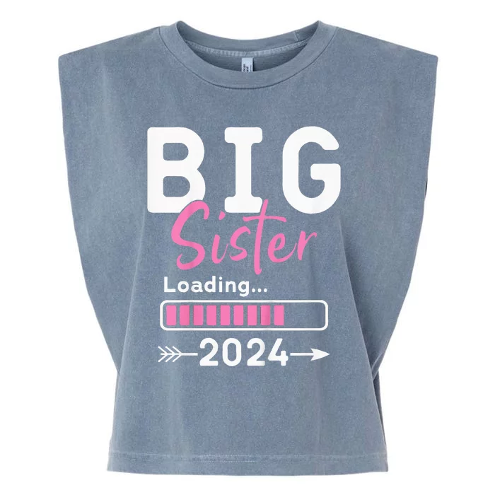 Kids Big Sister Loading 2024 Promoted To Big Sister 2024 Garment-Dyed Women's Muscle Tee