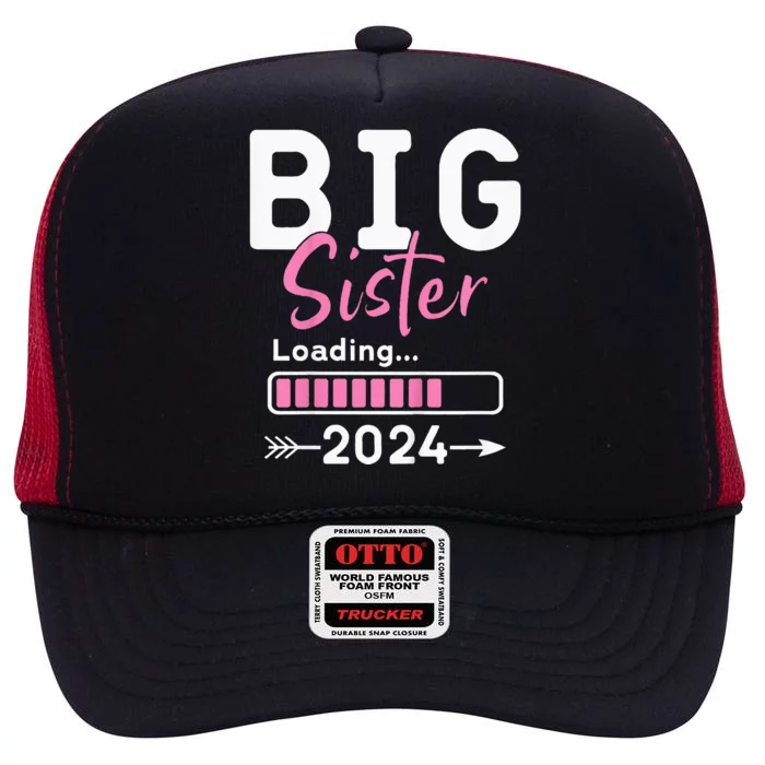 Kids Big Sister Loading 2024 Promoted To Big Sister 2024 High Crown Mesh Trucker Hat