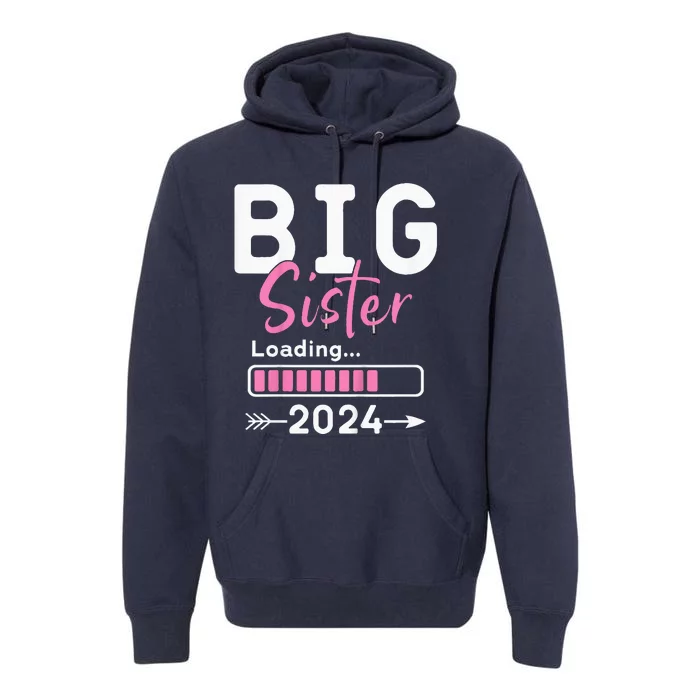 Kids Big Sister Loading 2024 Promoted To Big Sister 2024 Premium Hoodie