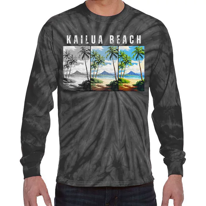 Kailua Beach Travel Souvenir Design Tie-Dye Long Sleeve Shirt