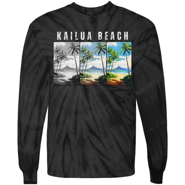 Kailua Beach Travel Souvenir Design Tie-Dye Long Sleeve Shirt