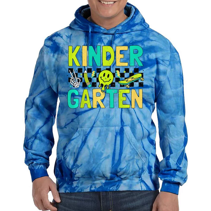 Kindergarten Back To School Design With Cute Icons Tie Dye Hoodie