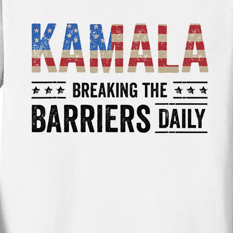 Kamala Breaking The Barriers Daily Kamala Harris Kids Long Sleeve Shirt