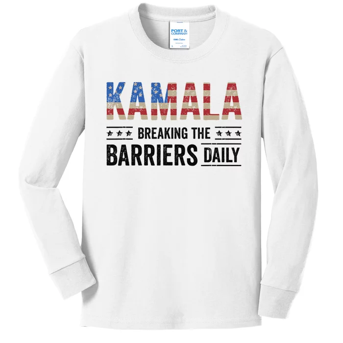 Kamala Breaking The Barriers Daily Kamala Harris Kids Long Sleeve Shirt