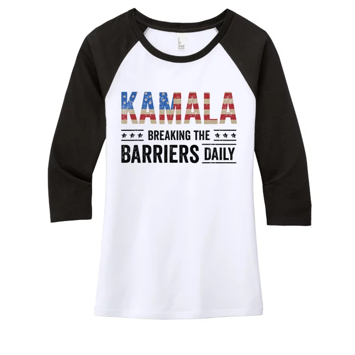 Kamala Breaking The Barriers Daily Kamala Harris Women's Tri-Blend 3/4-Sleeve Raglan Shirt