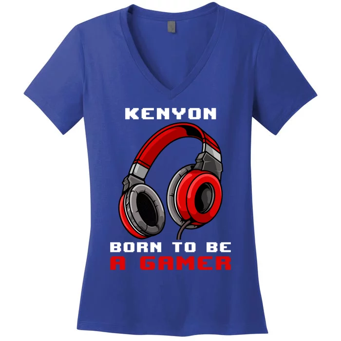 Kenyon Born To Be A Gamer Personalized Gift Women's V-Neck T-Shirt