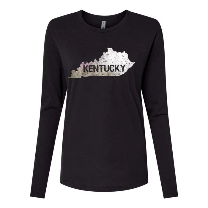 Kentucky Bourbon Vintage State Map Home Outline Derby Meaningful Gift Womens Cotton Relaxed Long Sleeve T-Shirt