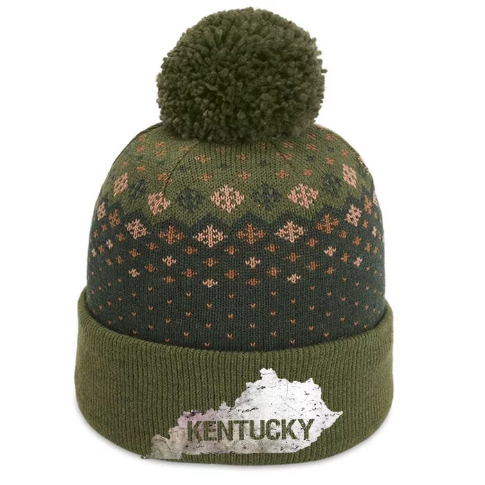 Kentucky Bourbon Vintage State Map Home Outline Derby Meaningful Gift The Baniff Cuffed Pom Beanie