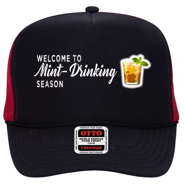 Kentucky Bourbon Whiskey Mint Julep Derby Day Ing Gift High Crown Mesh Trucker Hat