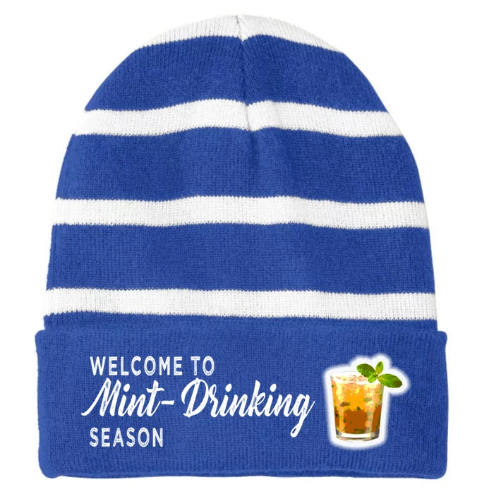 Kentucky Bourbon Whiskey Mint Julep Derby Day Ing Gift Striped Beanie with Solid Band