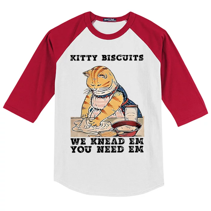 Kitty Biscuits We Knead Em You Need Em Cat Mom Funny Baker Cat Kids Colorblock Raglan Jersey