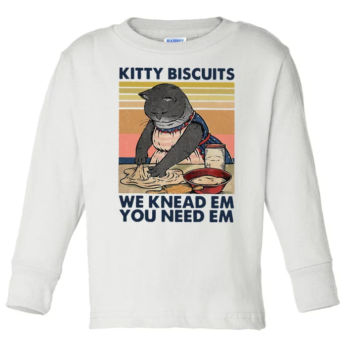 Kitty Biscuits We Knead Em You Need Em Cats Baking Toddler Long Sleeve Shirt