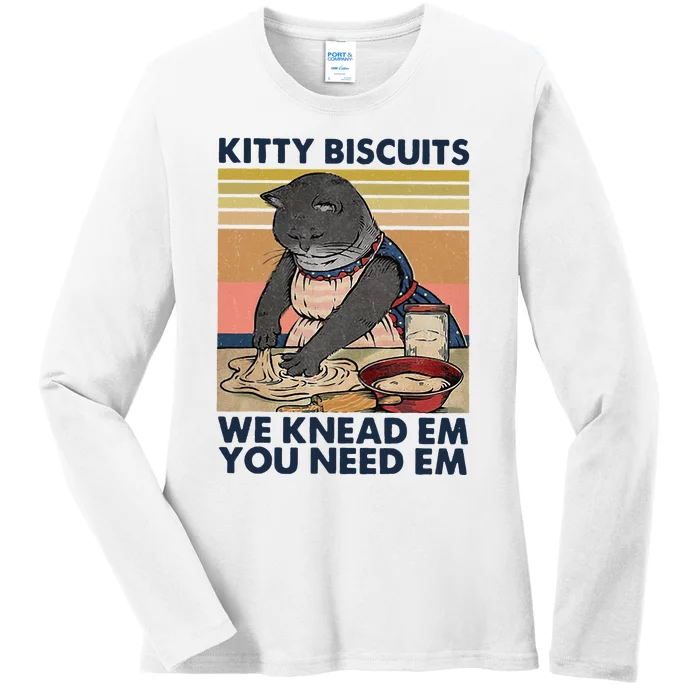 Kitty Biscuits We Knead Em You Need Em Cats Baking Ladies Long Sleeve Shirt