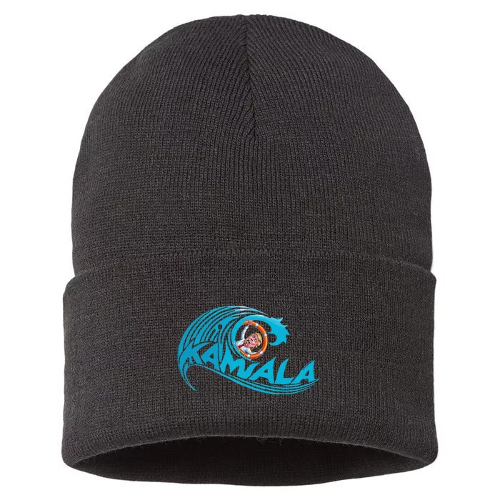 Kamala Blue Wave Over Trump Funny Harris For President Sustainable Knit Beanie