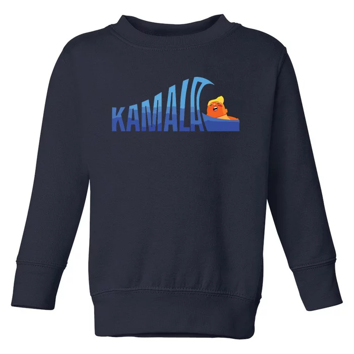 Kamala Blue Wave Over Trump Harris For President Toddler Sweatshirt