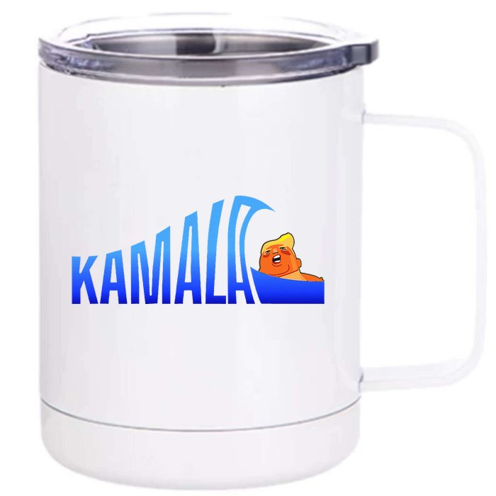 Kamala Blue Wave Over Trump Harris For President Front & Back 12oz Stainless Steel Tumbler Cup