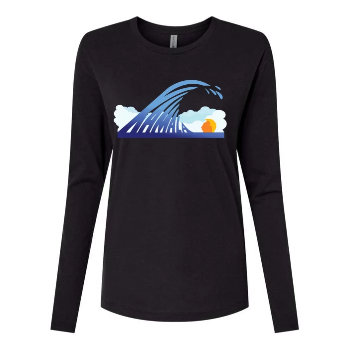 Kamala Blue Wave Gift Womens Cotton Relaxed Long Sleeve T-Shirt