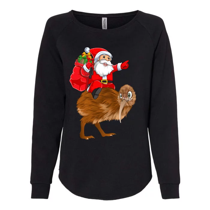 Kiwi Bird Xmas Squad Funny Santa Riding Kiwi Christmas Gift Womens California Wash Sweatshirt