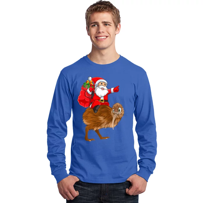 Kiwi Bird Xmas Squad Funny Santa Riding Kiwi Christmas Gift Long Sleeve Shirt