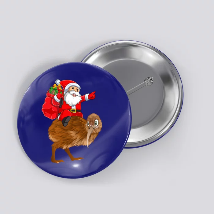 Kiwi Bird Xmas Squad Funny Santa Riding Kiwi Christmas Gift Button