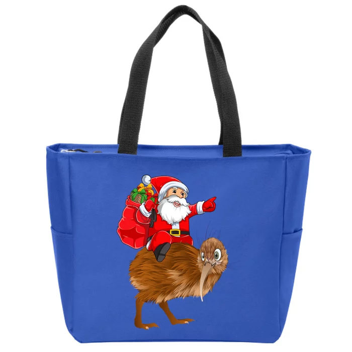 Kiwi Bird Xmas Squad Funny Santa Riding Kiwi Christmas Gift Zip Tote Bag