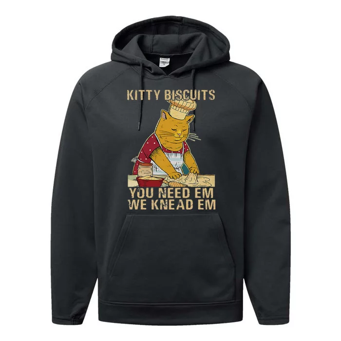 Kitty Biscuits You Need Em We Knead Em Cats Baking Vintage Performance Fleece Hoodie