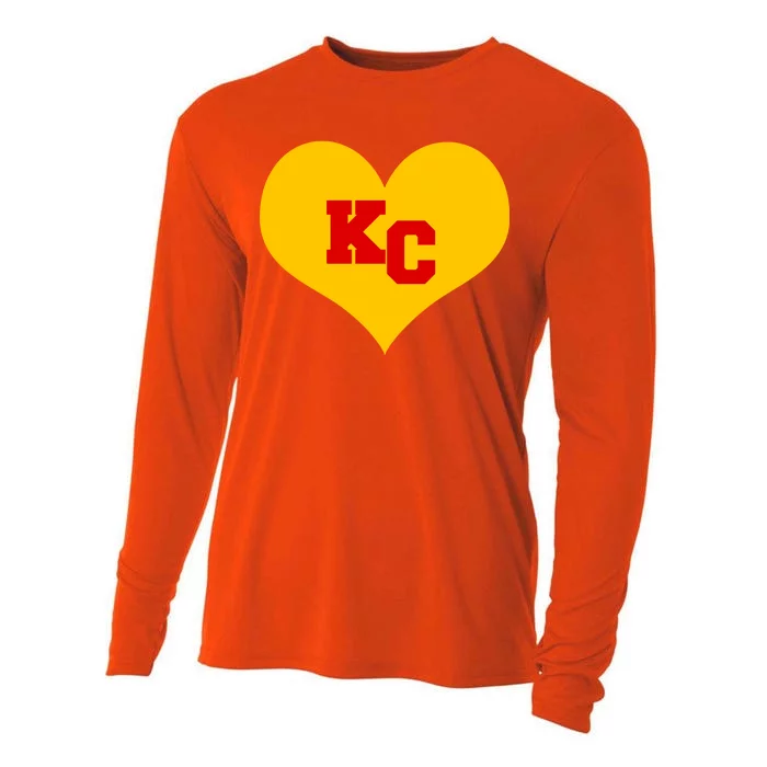 KC Football Heart Kansas City Fan Cooling Performance Long Sleeve Crew