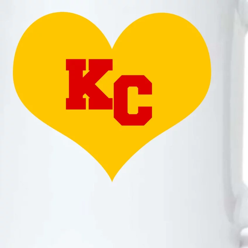 KC Football Heart Kansas City Fan Black Color Changing Mug