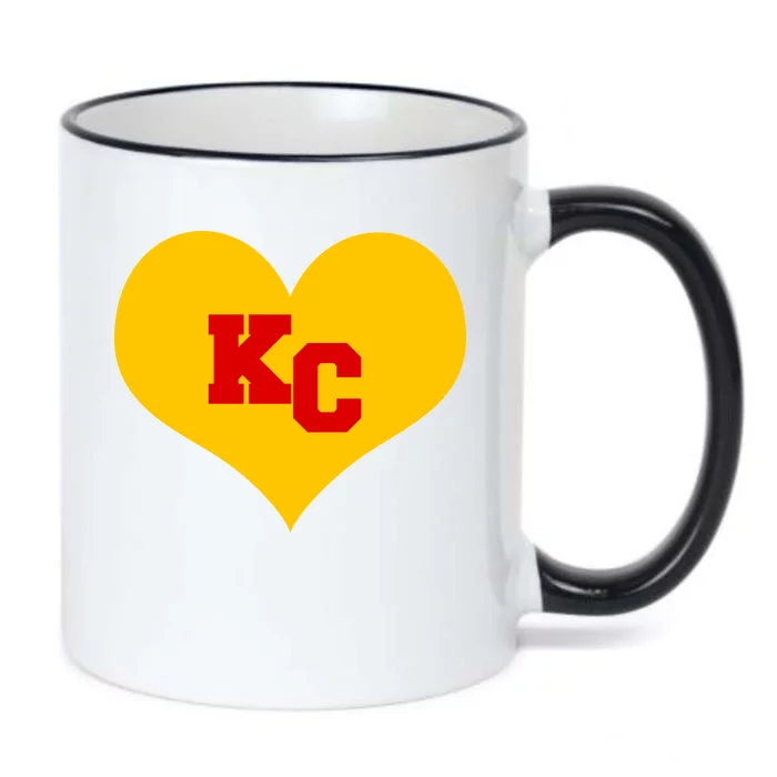 KC Football Heart Kansas City Fan Black Color Changing Mug