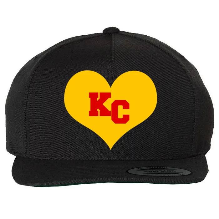 KC Football Heart Kansas City Fan Wool Snapback Cap