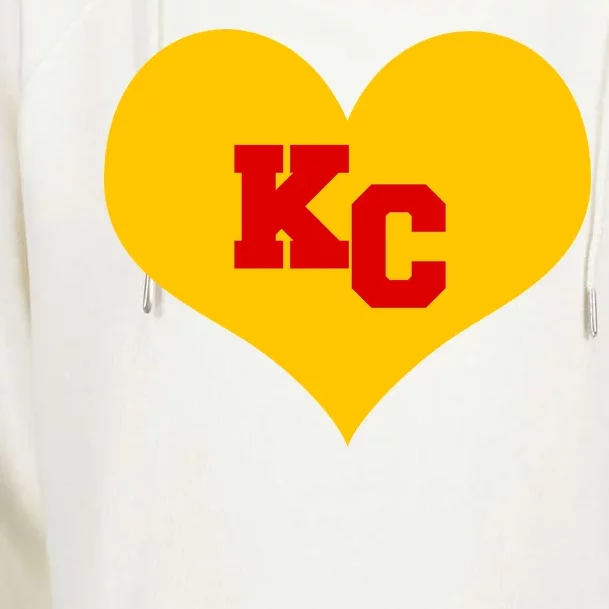 KC Football Heart Kansas City Fan Womens Funnel Neck Pullover Hood