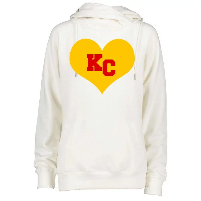 KC Football Heart Kansas City Fan Womens Funnel Neck Pullover Hood