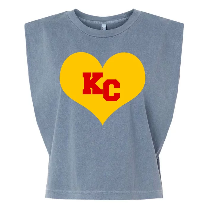 KC Football Heart Kansas City Fan Garment-Dyed Women's Muscle Tee