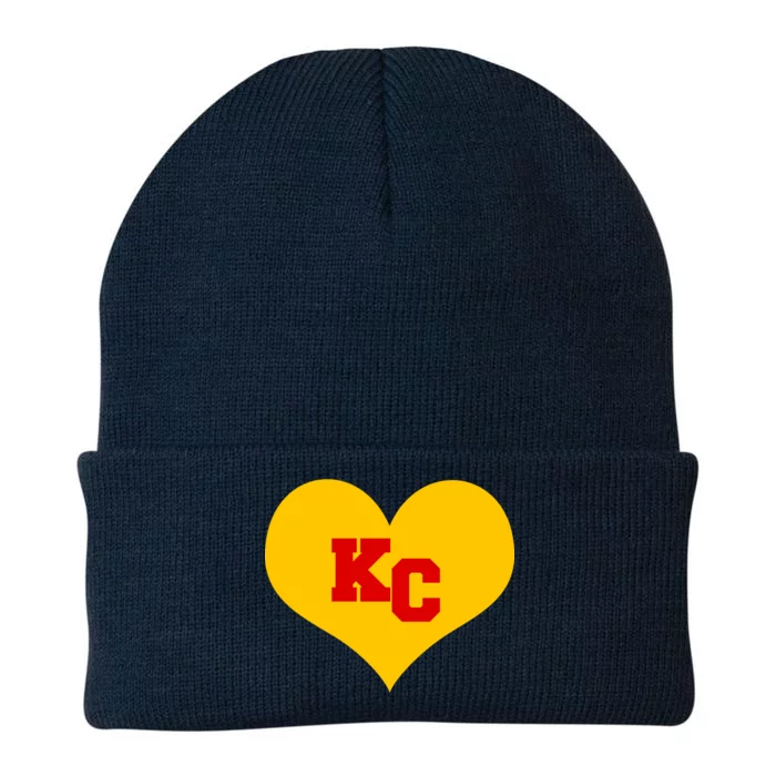 KC Football Heart Kansas City Fan Knit Cap Winter Beanie