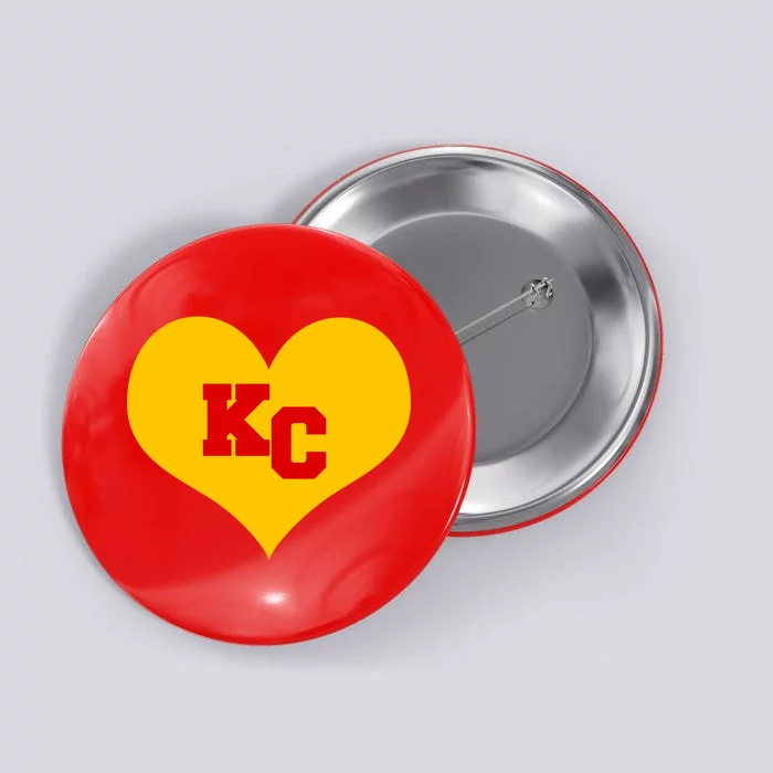 KC Football Heart Kansas City Fan Button