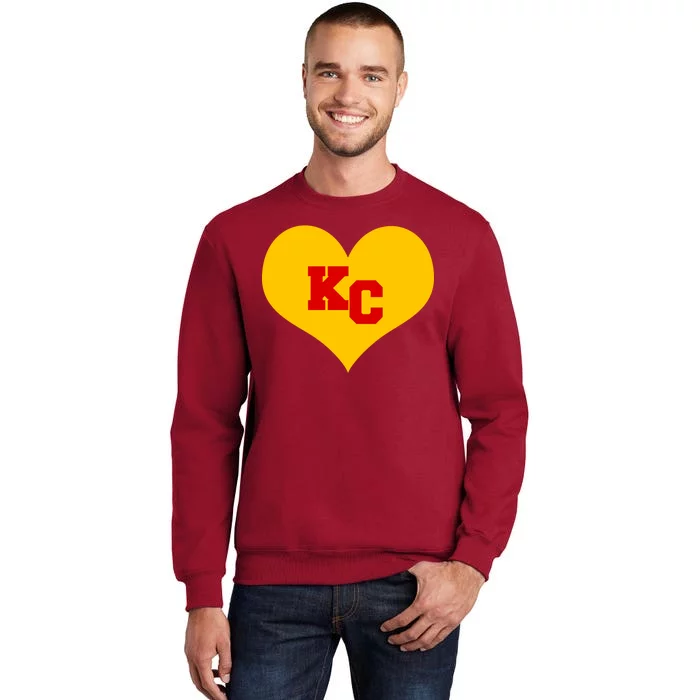 KC Football Heart Kansas City Fan Tall Sweatshirt