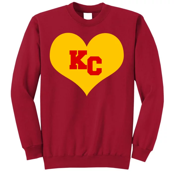 KC Football Heart Kansas City Fan Tall Sweatshirt